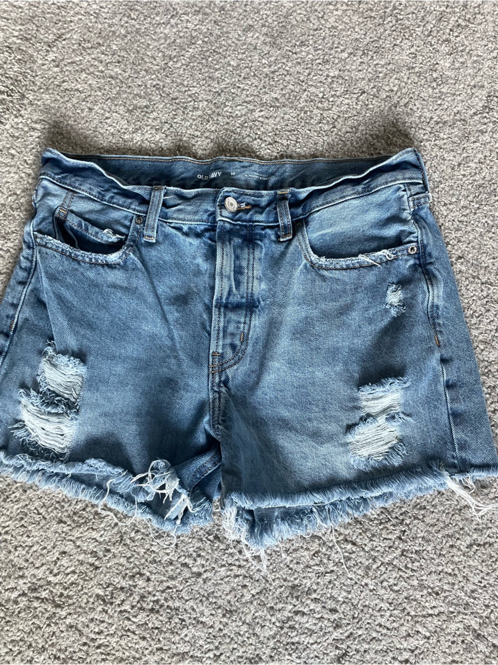 Old Navy Light Blue Distressed Denim Cutoff Button Fly Shorts